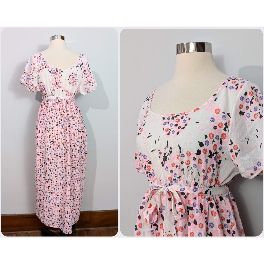 Pink/White Daisies 60s/70s Maxi  Dress